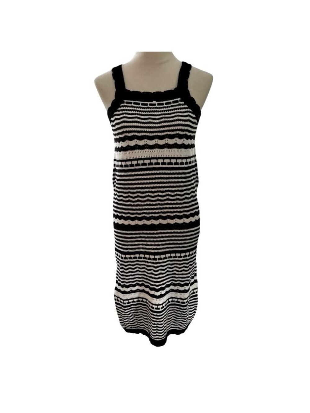 Joie Medium Black and White Striped Maxi Dress Sweater Tank